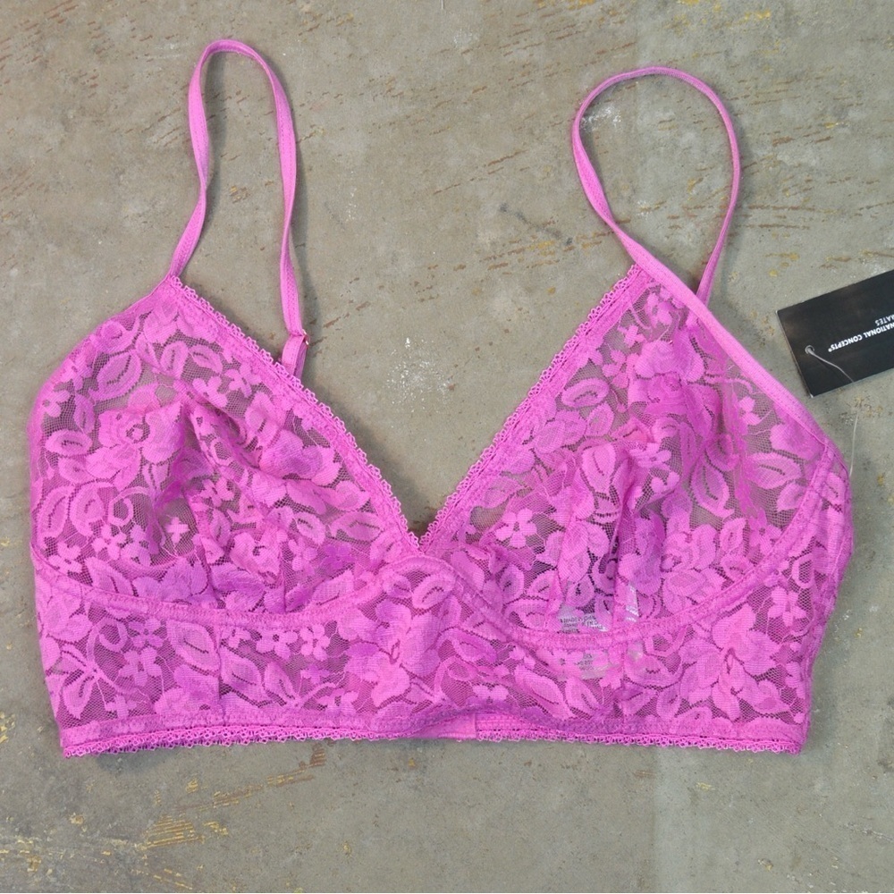 NWT INC International Concepts Lace Unlined‎ Bralette, Dutch Pink - Medium